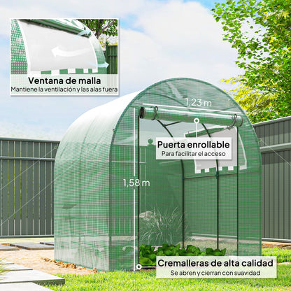 Outsunny Invernadero De Jardín 180x180x200 Cm Puerta Enrollable Ventana De Malla_5