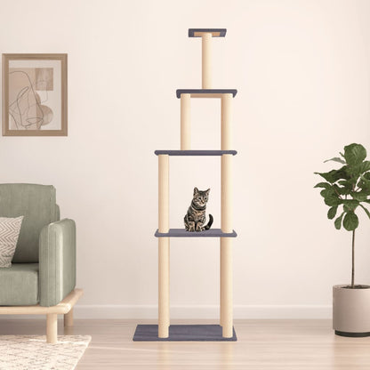 Rascador Para Gatos Con Postes De Sisal Gris Oscuro 183 Cm_1