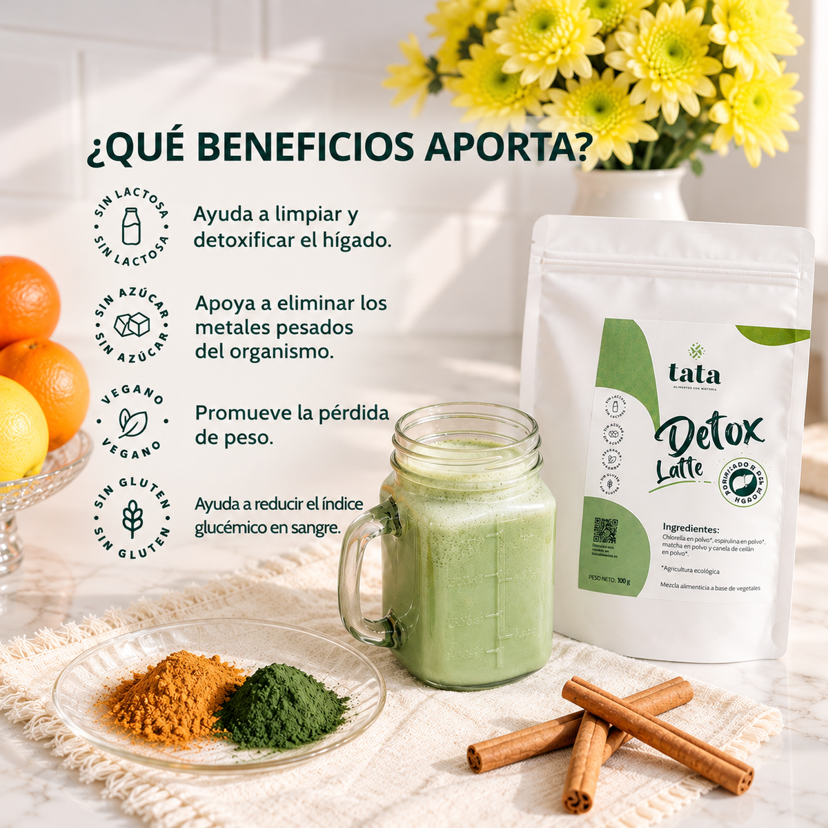 Bebida Detox Latte - Mezcla de Clorella, Spirulina y Matcha 100 gr_4