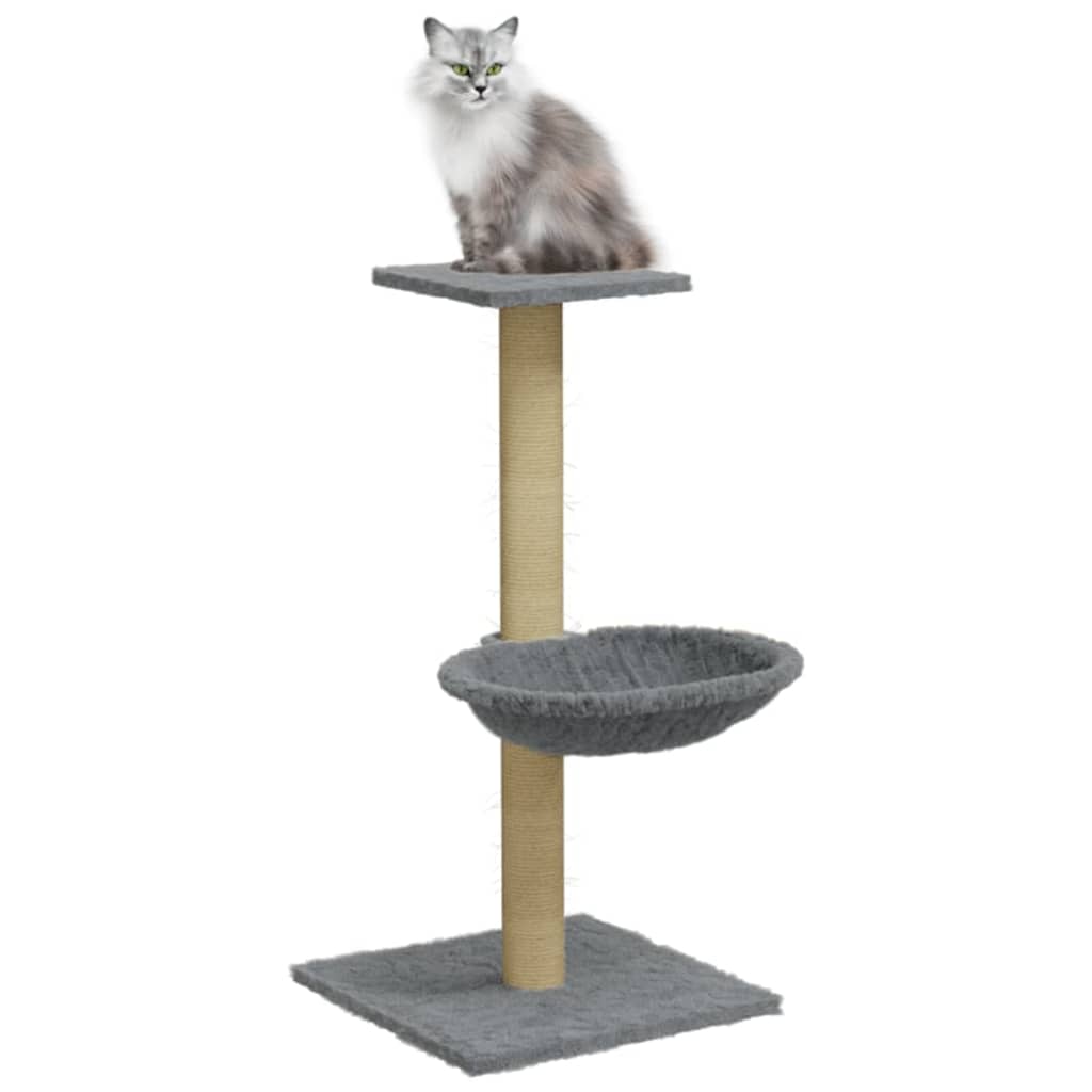 Rascador Para Gatos Con Poste De Sisal Gris Claro 74 Cm_2