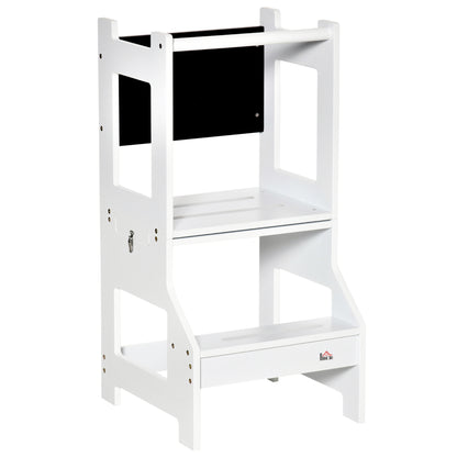Homcom Torre De Aprendizaje Para Niños Convertible Escritorio Pizarra 42x44x86cm_0