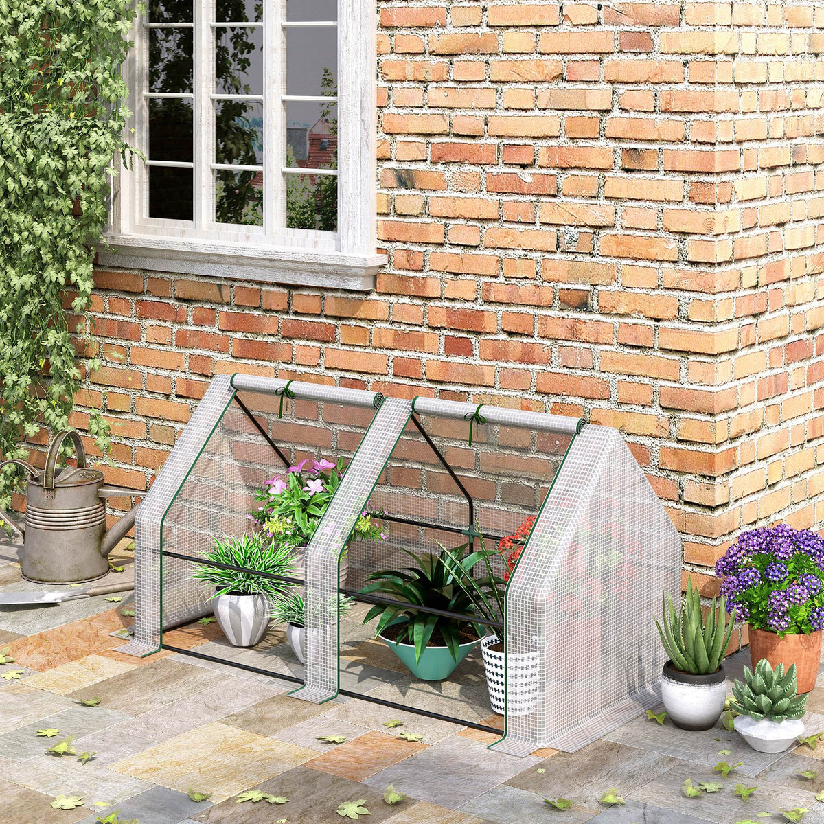 Outsunny Mini Invernadero De Jardín Terraza 180x90x90 Cm Tubo De Acero Blanco_1