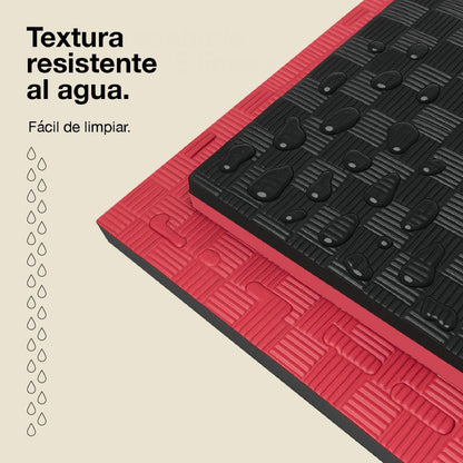 Jowy Tatami Puzzle 2,5cm 100x100cm, Pack 4 Unidades – Superficie 5 Líneas Negro/rojo_4