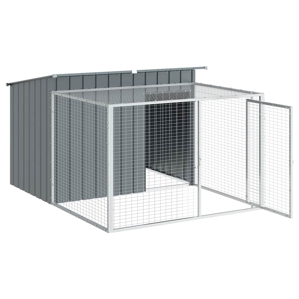 Caseta Para Perro Con Corral Antracita 153x194x110 Cm Acero Galvanizado_3