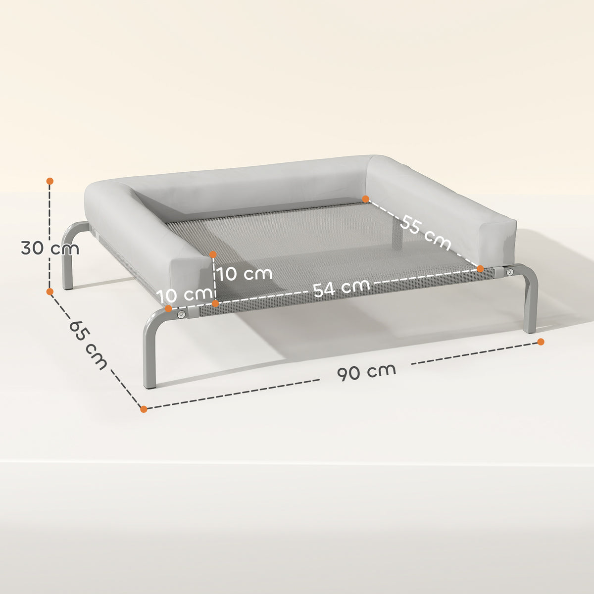 Pawhut Cama Elevada Para Perros Transpirable Con Refuerzos Extraíbles Gris Claro_2