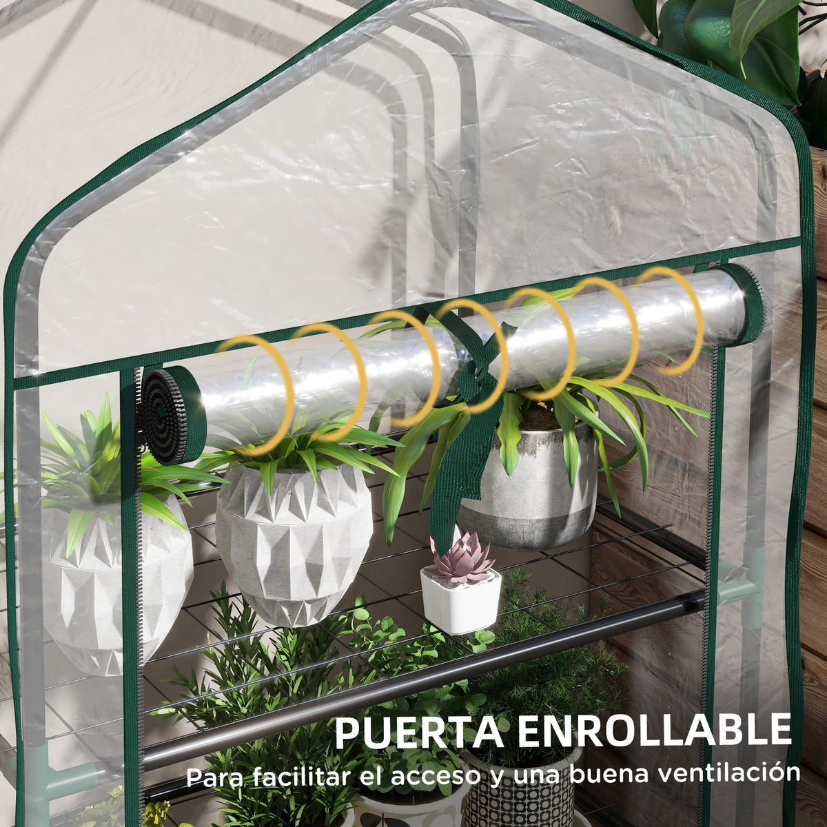 Invernadero De Jardín Outsunny Acero, Plástico Transparente 59x39x127 Cm_5