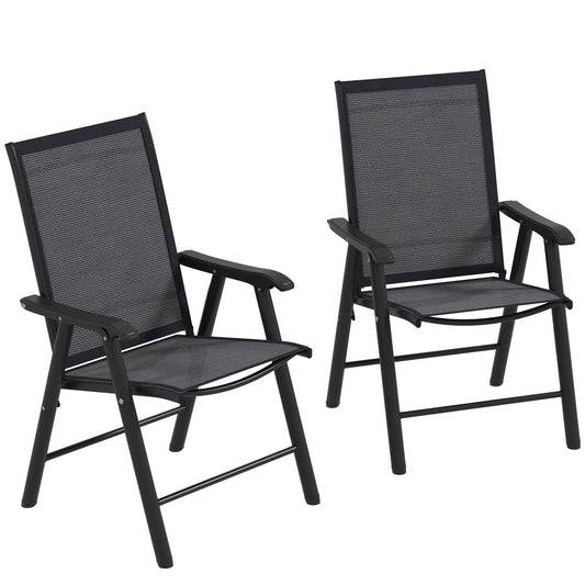 Sillas Plegables Outsunny Acero, Texteline Gris Oscuro 58x64x94 Cm_0