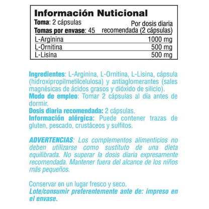 Arginina, Ornitina Y Lisina - 90 Cápsulas Vegetales - Arginina - Smart Supplements_4
