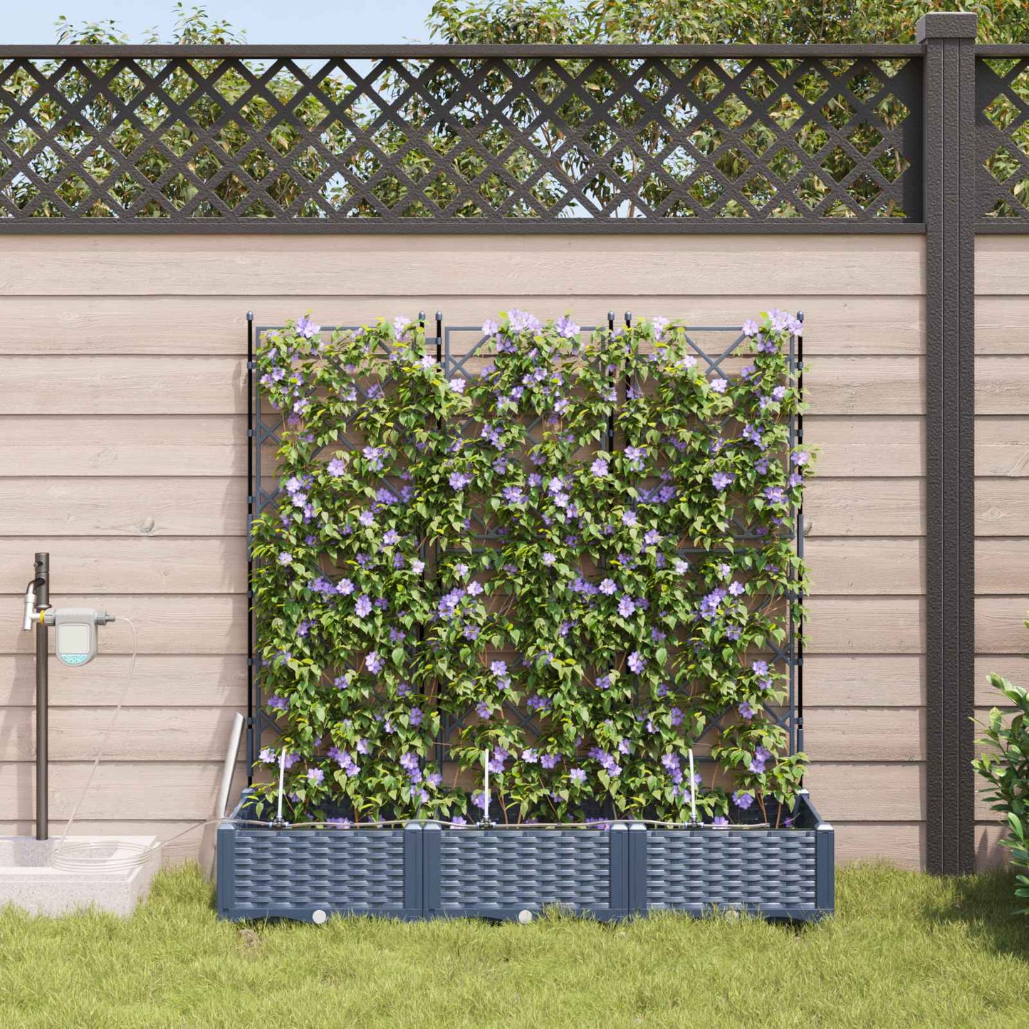Macetero De Jardín 3 Uds. Gris 120 X 40 X 126 Cm Pp_1