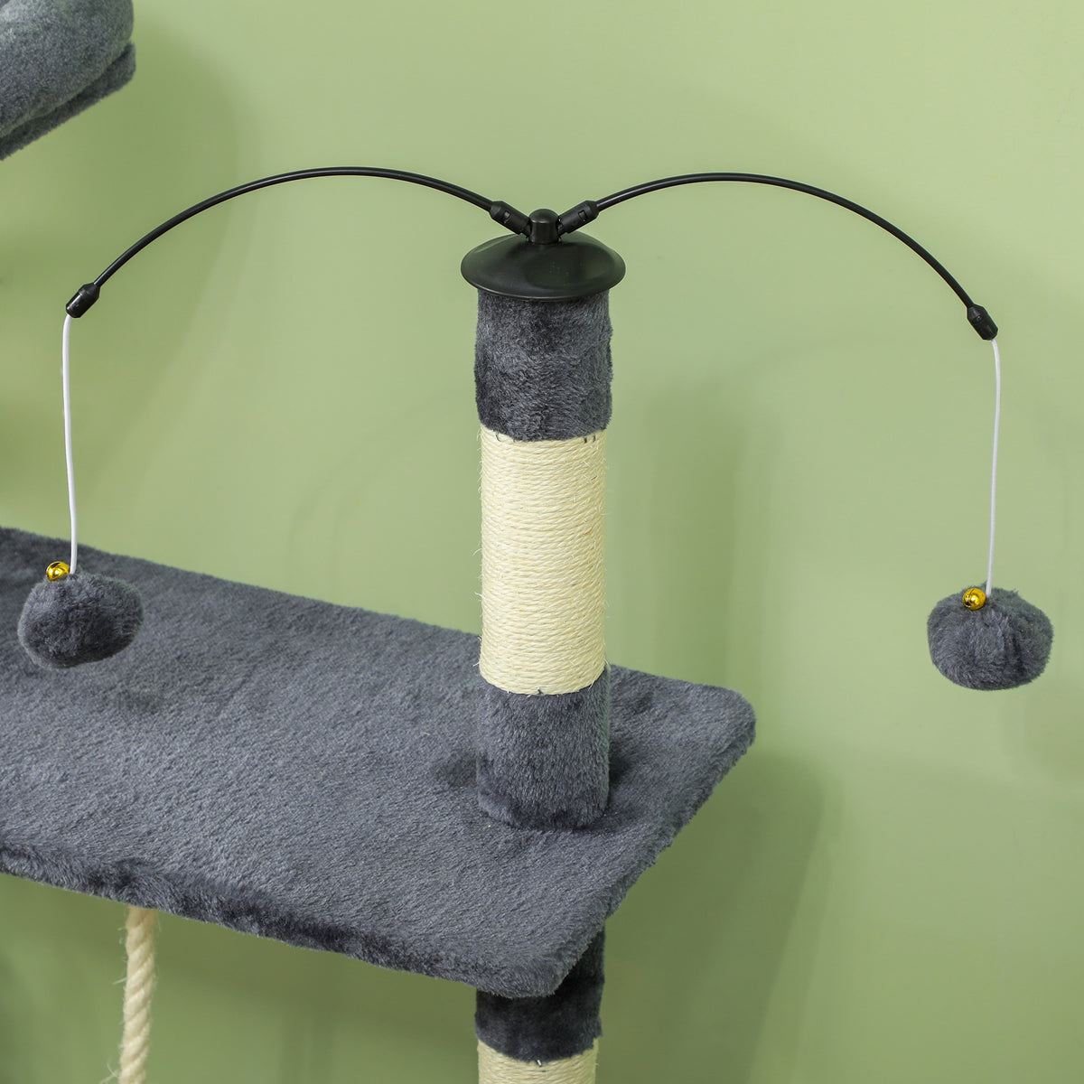 Pawhut Árbol Rascador Para Gatos 134 Cm Con Nidos Plataformas Gris Oscuro_3