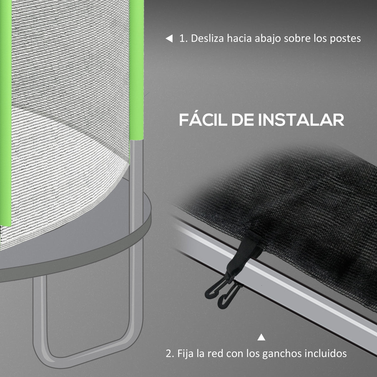 Sportnow Red De Seguridad Para Cama Elástica Ø305 Cm Verde_5