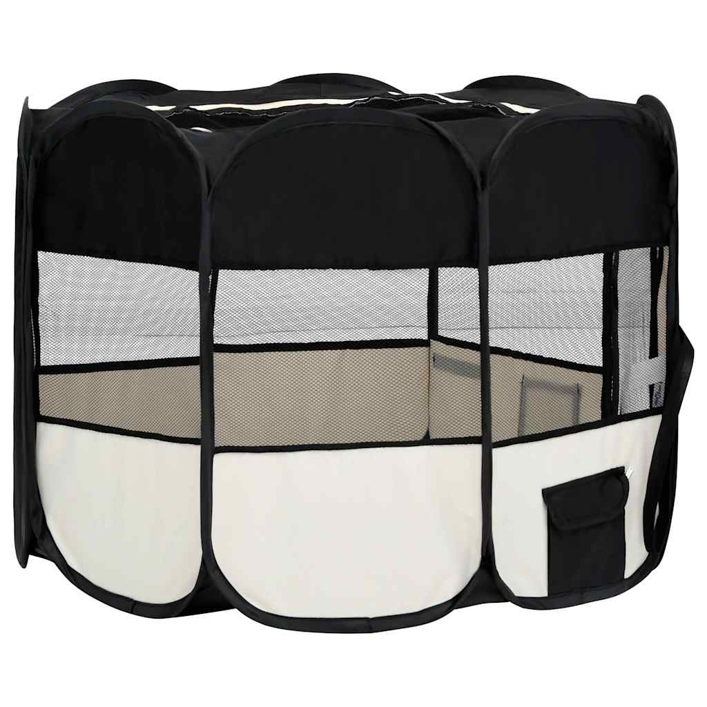 Parque De Perros Plegable Bolsa De Transporte Negro 90x90x58 Cm_3