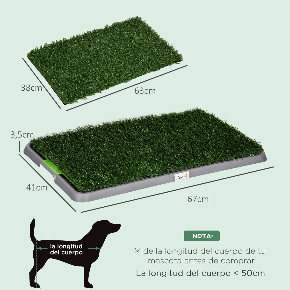 Pawhut Inodoro Para Perros Con 2 Céspedes Artificiales 67x41x3,5 Cm Verde_2