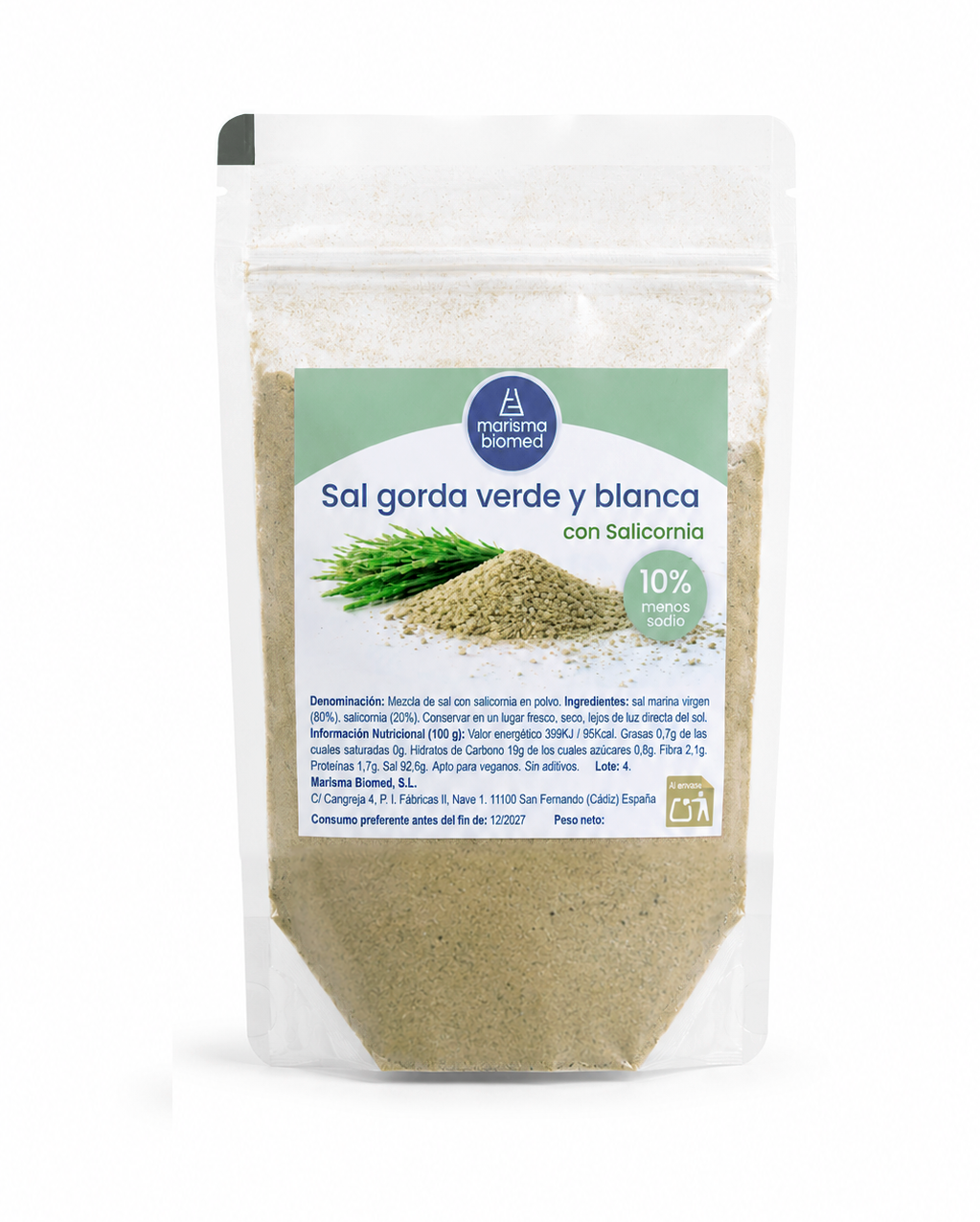 Sal Gorda Verde Y Blanca | Salicornia Y Sal Marina Virgen Bio | 10% Menos Sodio 100 g_0