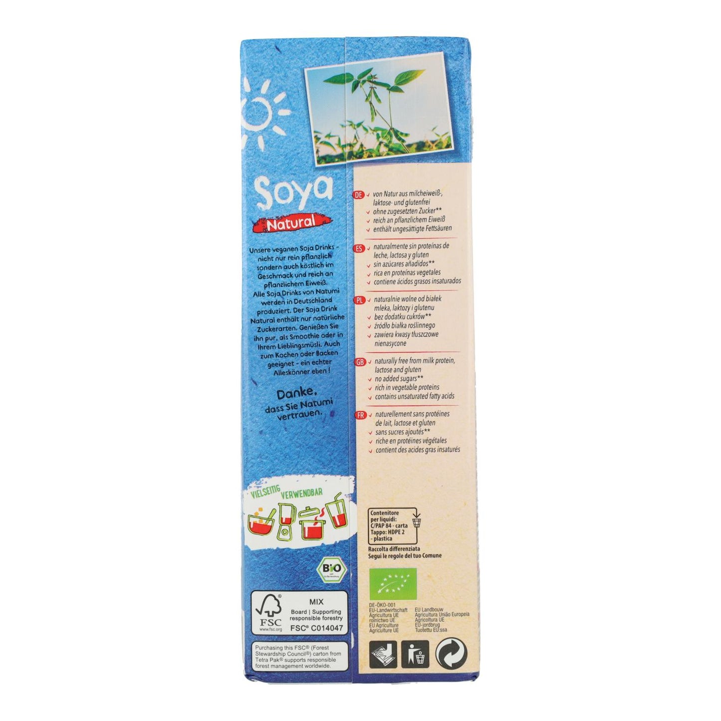 Pack 12 L Bebida de Soja bio Natumi