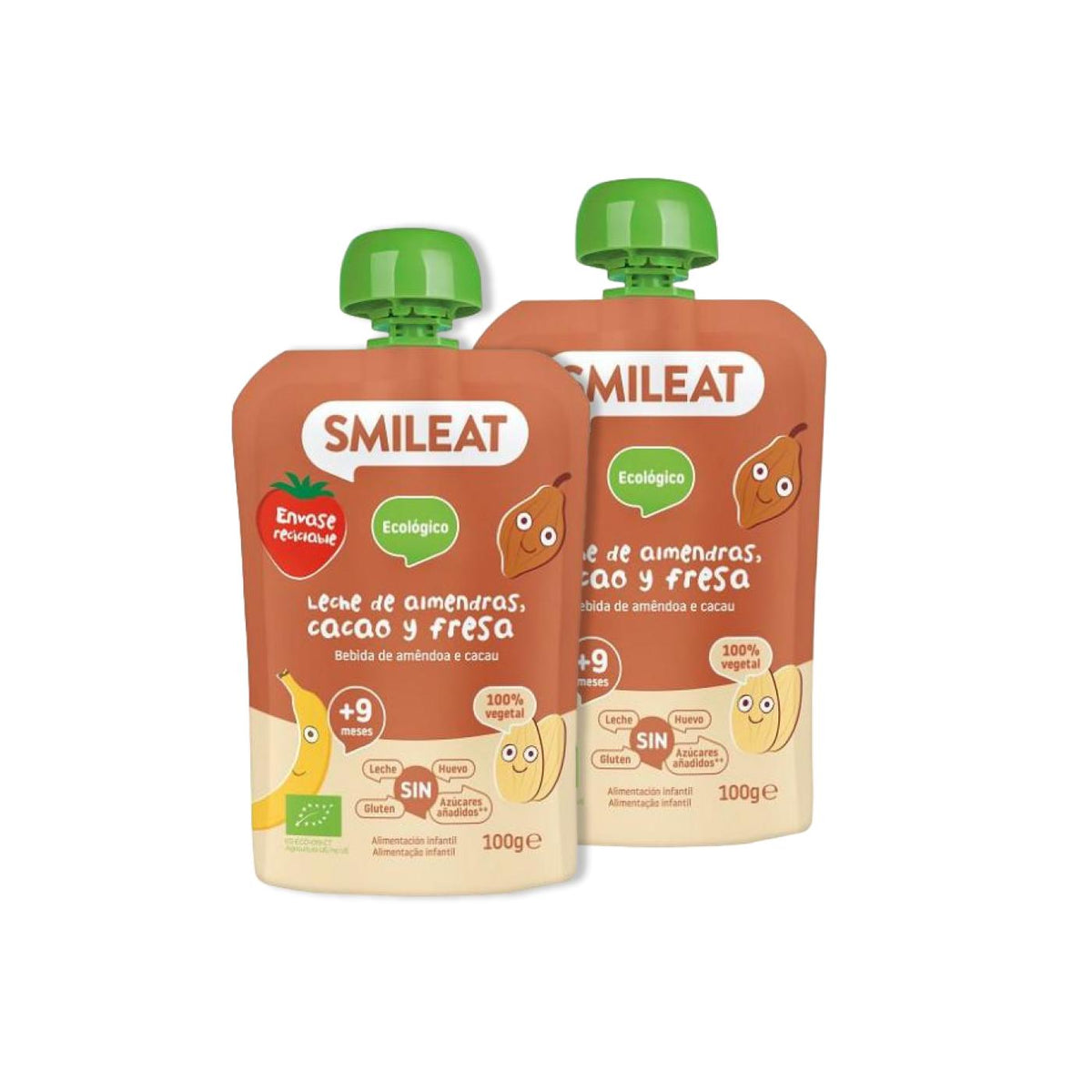Pack 2x Pouch Almendra, Cacao y Fresa ECO Smileat, 100gr