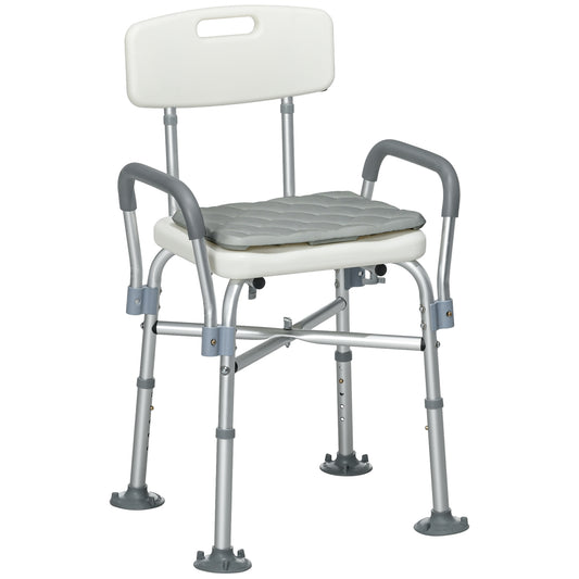 Homcom Silla Ducha Personas Mayores Con Respaldo Y Reposabrazos Gris_0