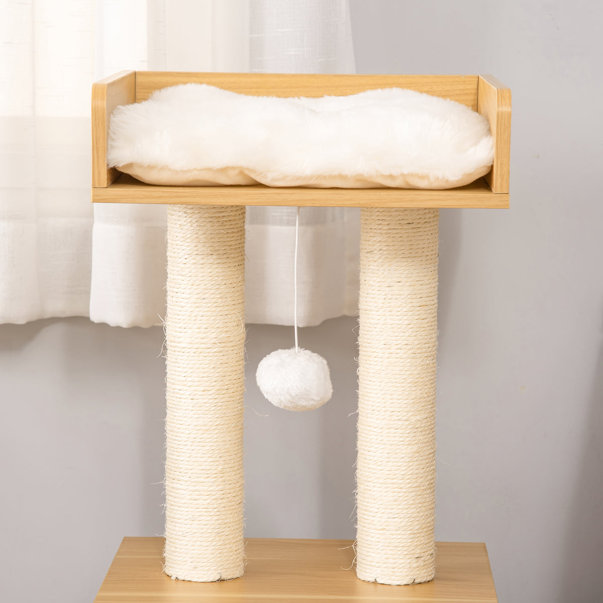 Pawhut Árbol Para Gatos Con Cueva Cama Postes Rascadores Y Cojines 35x35x81 Cm_3