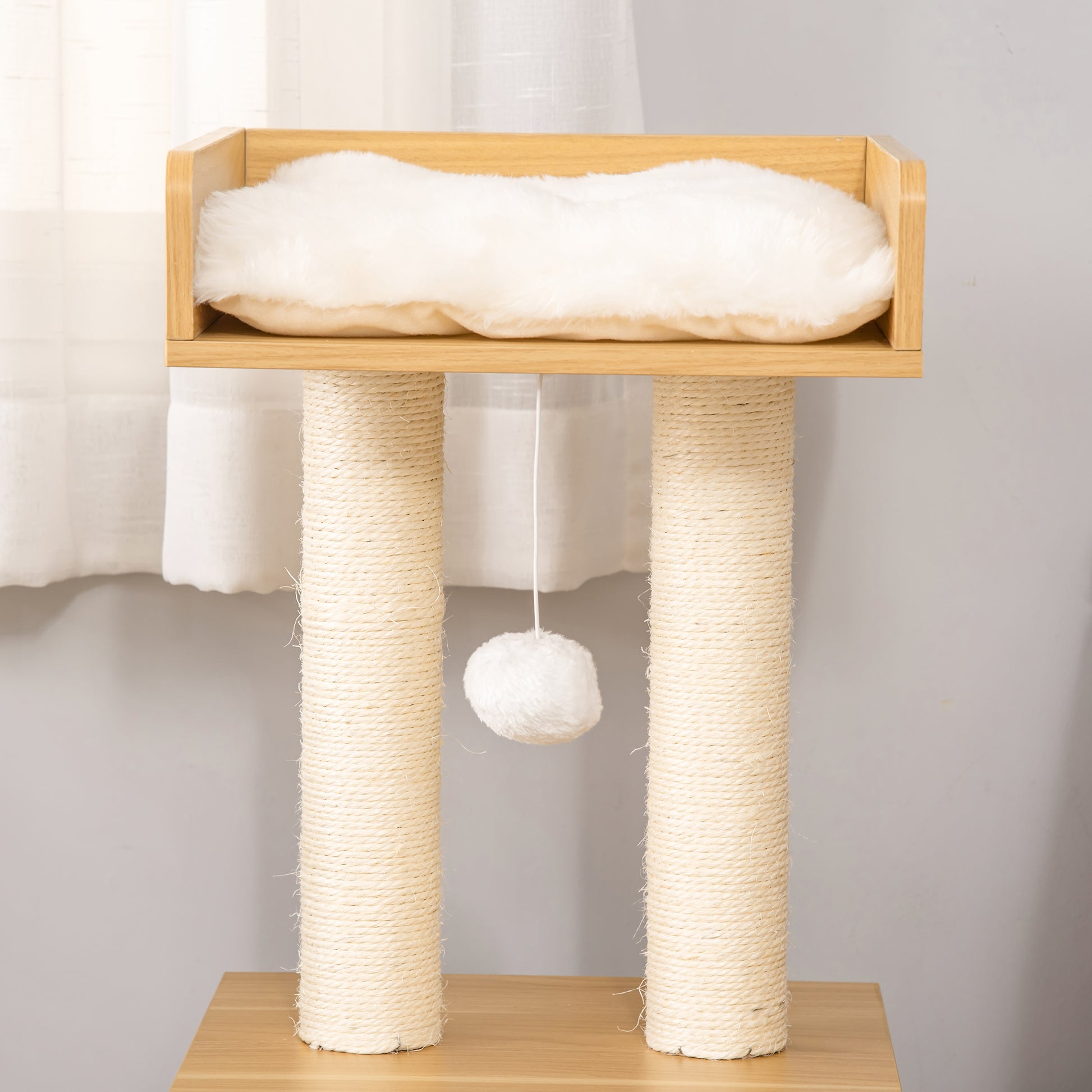 Pawhut Árbol Para Gatos Con Cueva Cama Postes Rascadores Y Cojines 35x35x81 Cm_3