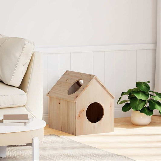 Casa Para Gatos Madera Maciza Pino 41x50x50 Cm_0