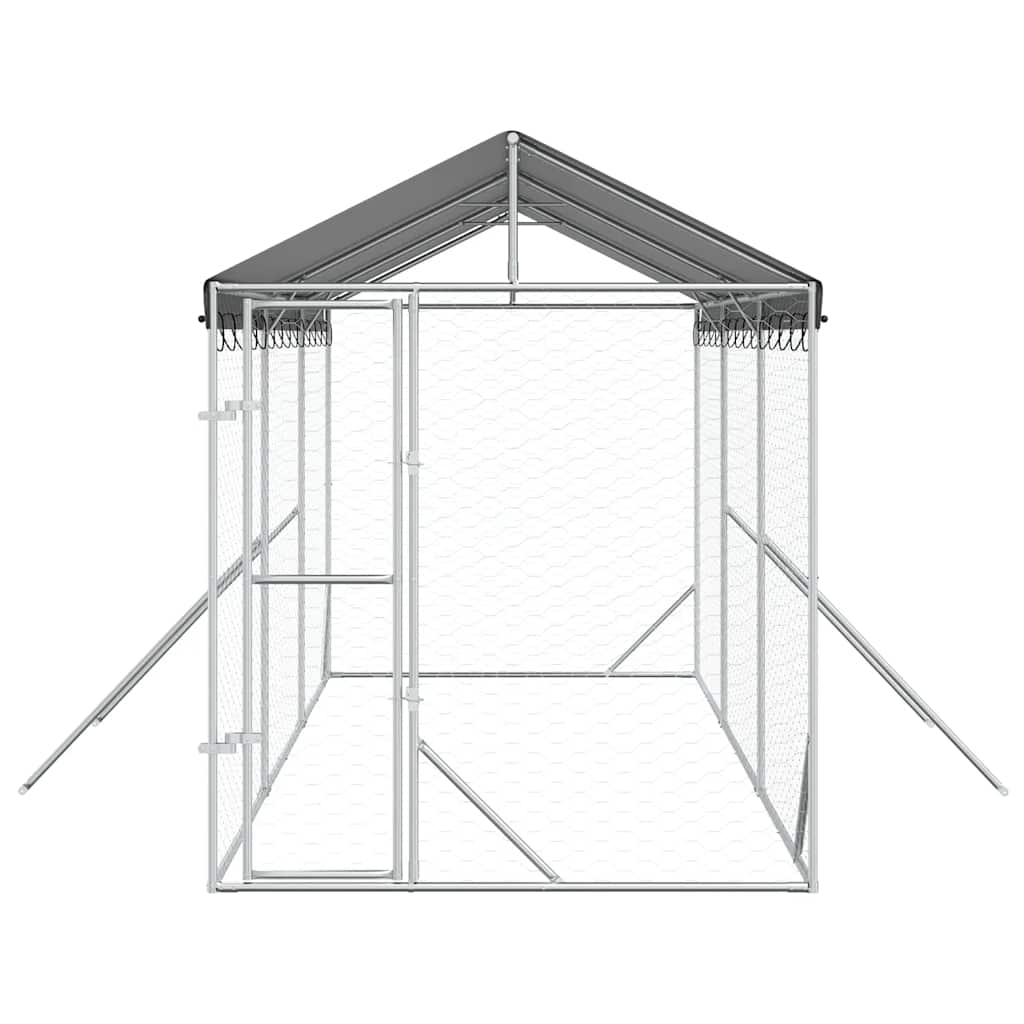 Perrera De Exterior Con Toldo Acero Galvanizado Plata 2x6x2,5 M_3
