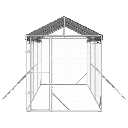 Perrera De Exterior Con Toldo Acero Galvanizado Plata 2x6x2,5 M_3