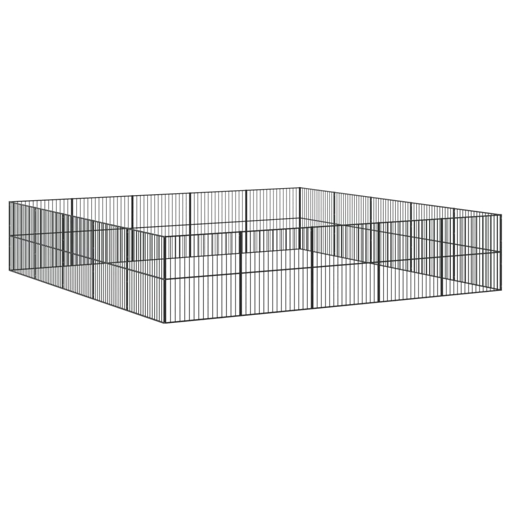 Corralito Para Perros Con 20 Paneles Acero Galvanizado Negro_5