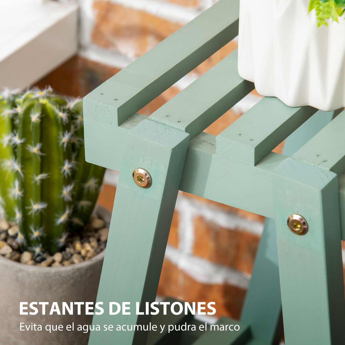 Outsunny Soporte De Madera Para Plantas 3 Niveles Interior Exterior 76x26x76 Cm_5