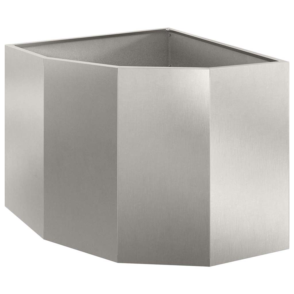 Macetero De Esquina Plateado 60 X 60 X 50 Cm Acero Inoxidable_0