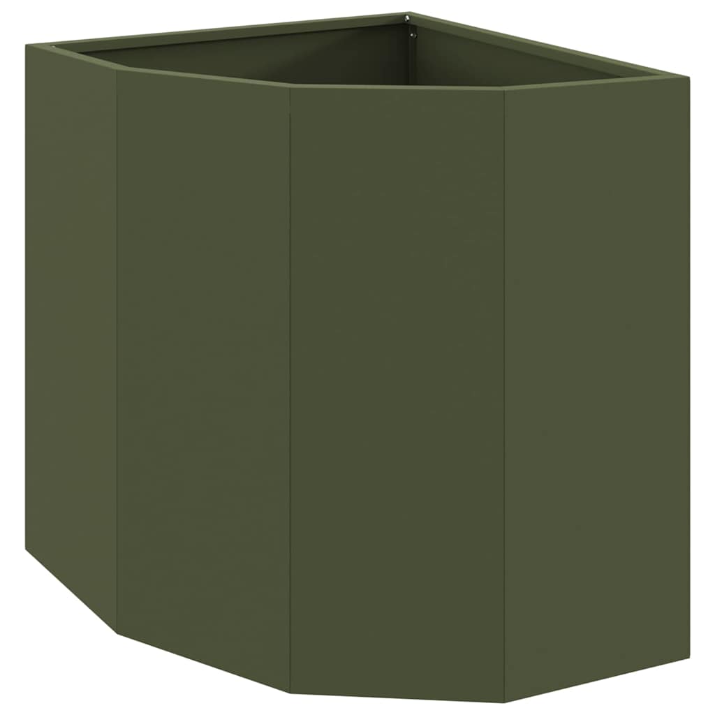 Macetero De Esquina Verde Oliva 45 X 45 X 50 Cm Acero_0