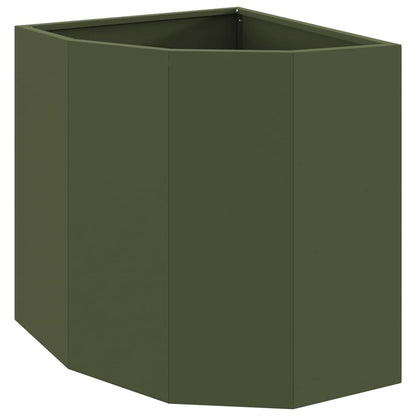 Macetero De Esquina Verde Oliva 45 X 45 X 50 Cm Acero_0