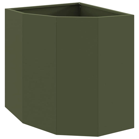 Macetero De Esquina Verde Oliva 45 X 45 X 50 Cm Acero_0
