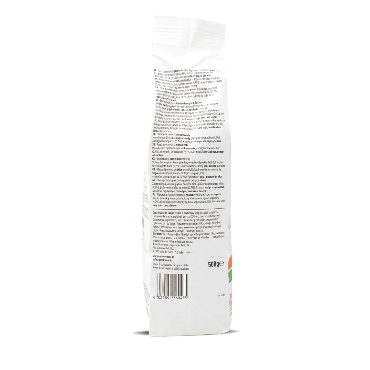 Fusilli tricolor de trigo bio Girolomoni 500g