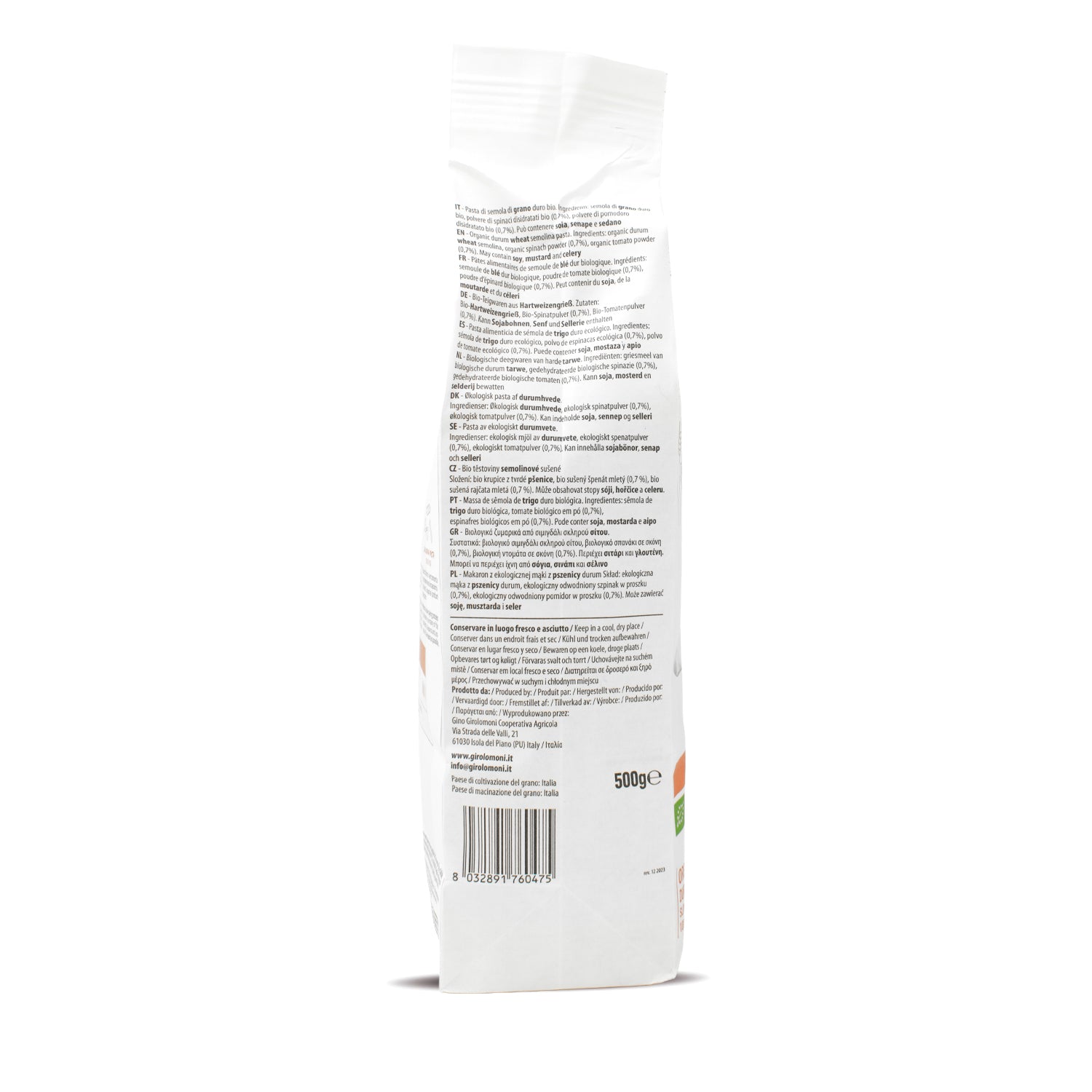 Fusilli tricolor de trigo bio Girolomoni 500g