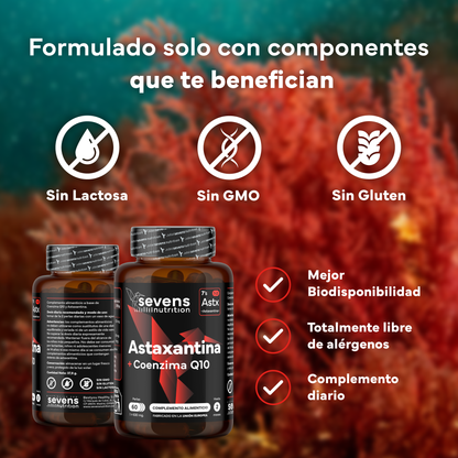 Pack 2x Astaxantina Con Coq10 Sevens Nutrition. Antioxidante Para Energía Y Piel Sana._3