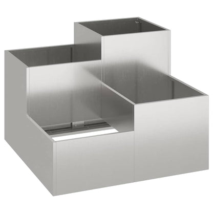 Maceta Para Jardín Plateado 100 X 100 X 60 Cm Acero Inoxidable_0