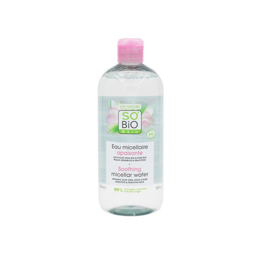 Agua micelar calmante aloe vera & rosas bio Sobio 500 ml