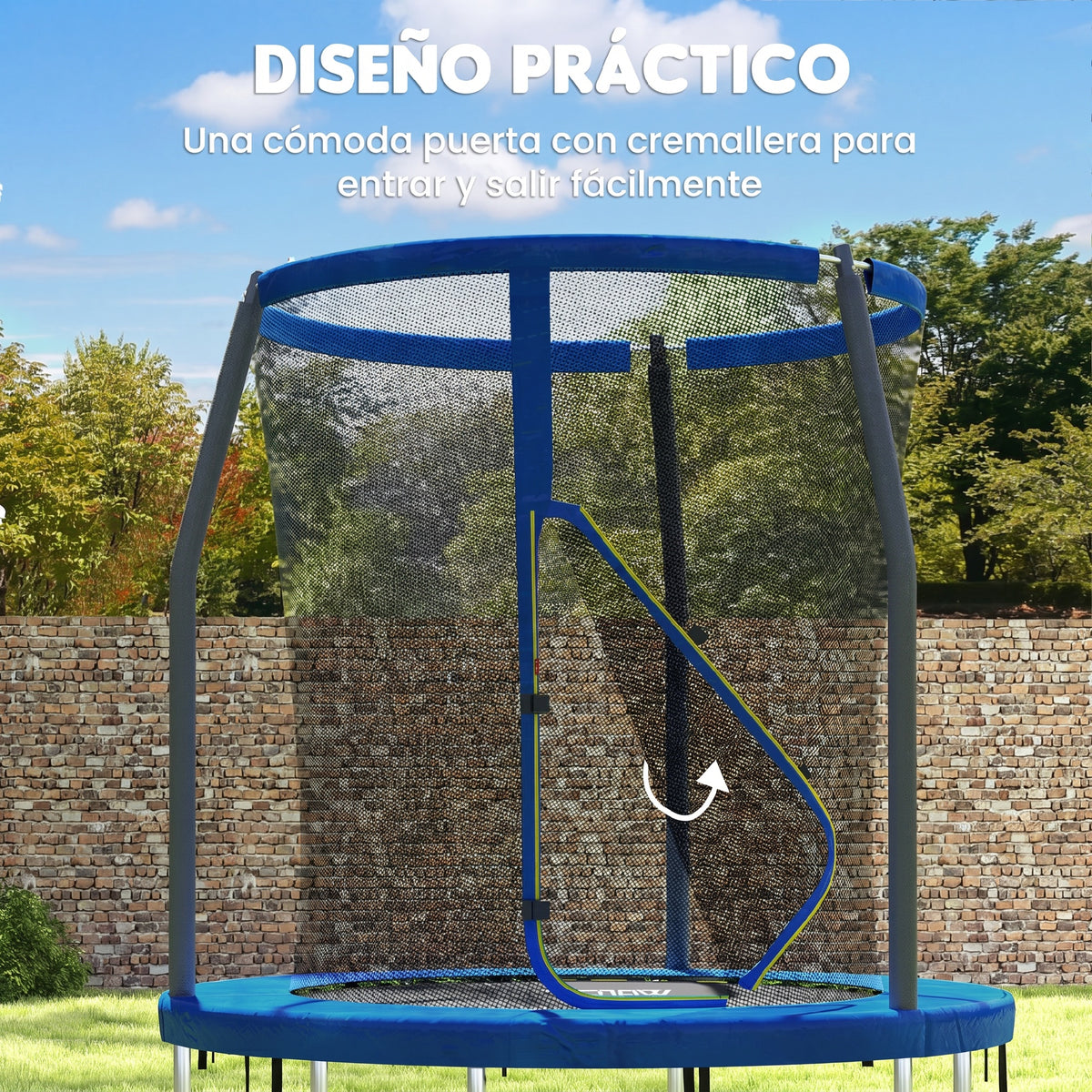Sportnow Cama Elástica Infantil Ø183 Cm Con Red De Seguridad Y Funda Azul_5