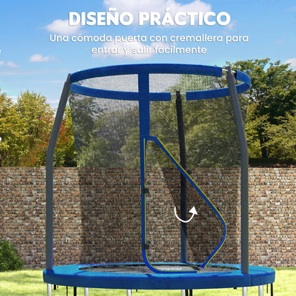 Sportnow Cama Elástica Infantil Ø183 Cm Con Red De Seguridad Y Funda Azul_5