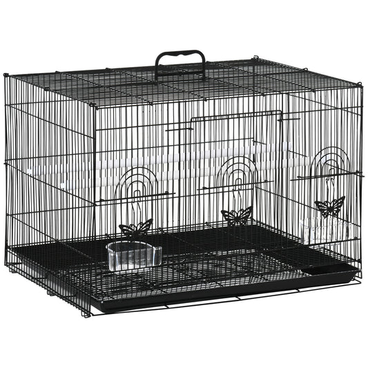 Jaula Para Pájaros Pawhut Metal, Pp Negro 60x41x41 Cm_0