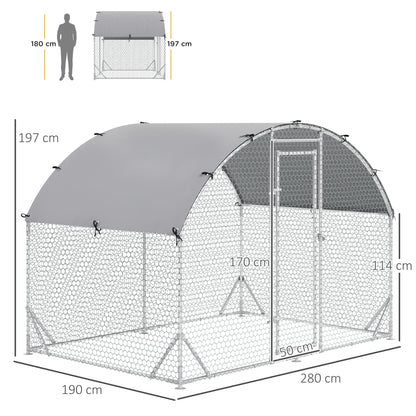 Pawhut Gallinero Para Exterior Grande De Acero Galvanizado 280x190x197 Cm Plata_2