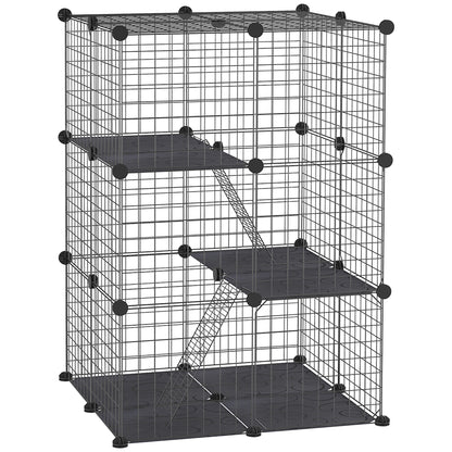 Pawhut Jaula Para Animales Pequeños De 3 Niveles 70x70x105 Cm Negro_0