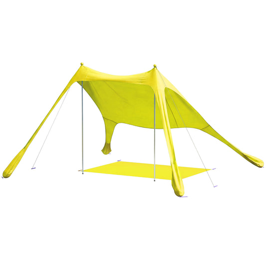 Outsunny Carpa Playa Plegable Con Esterilla Upf50+ Postes De Aluminio Pala Bolsa_0