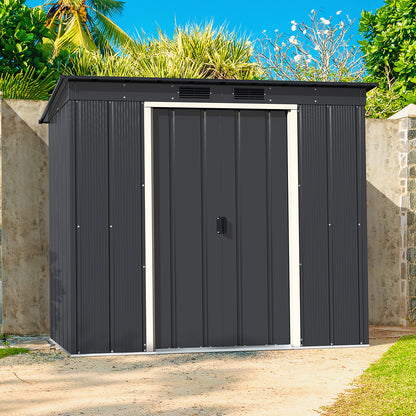 Caseta Jardín Eco Pent Roof 6×4 Metal Gris Antracita_1