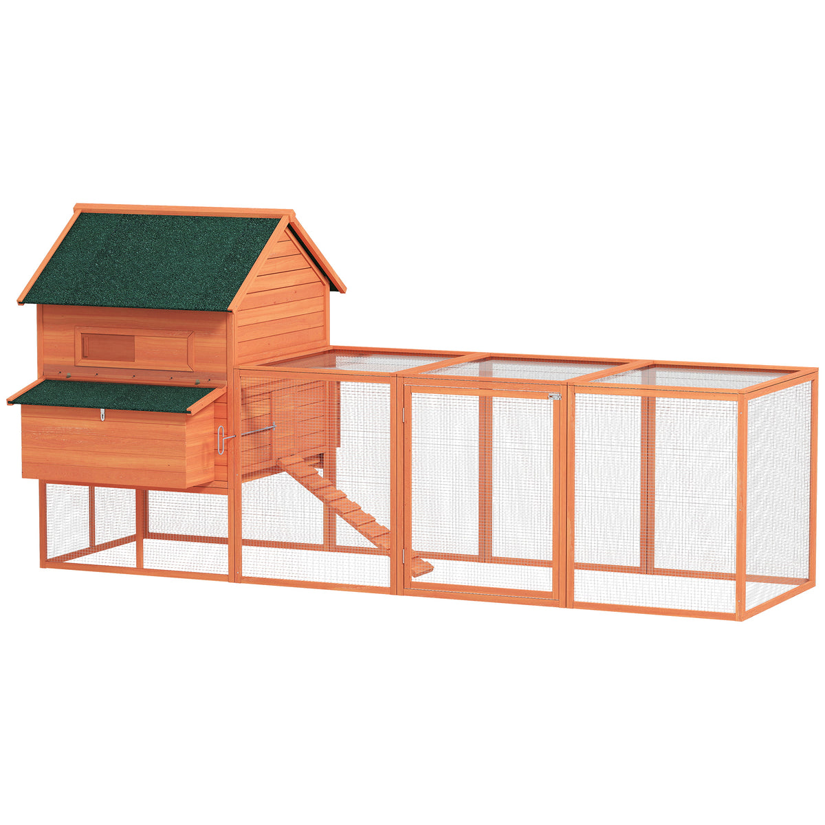 Pawhut Gallinero Grande Exterior Con 2 Nidos Corral 347x160x150cm Naranja_0