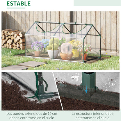 Outsunny Invernadero De Terraza 120x60x60 Cm Acero Con 2 Ventanas Transparente_5