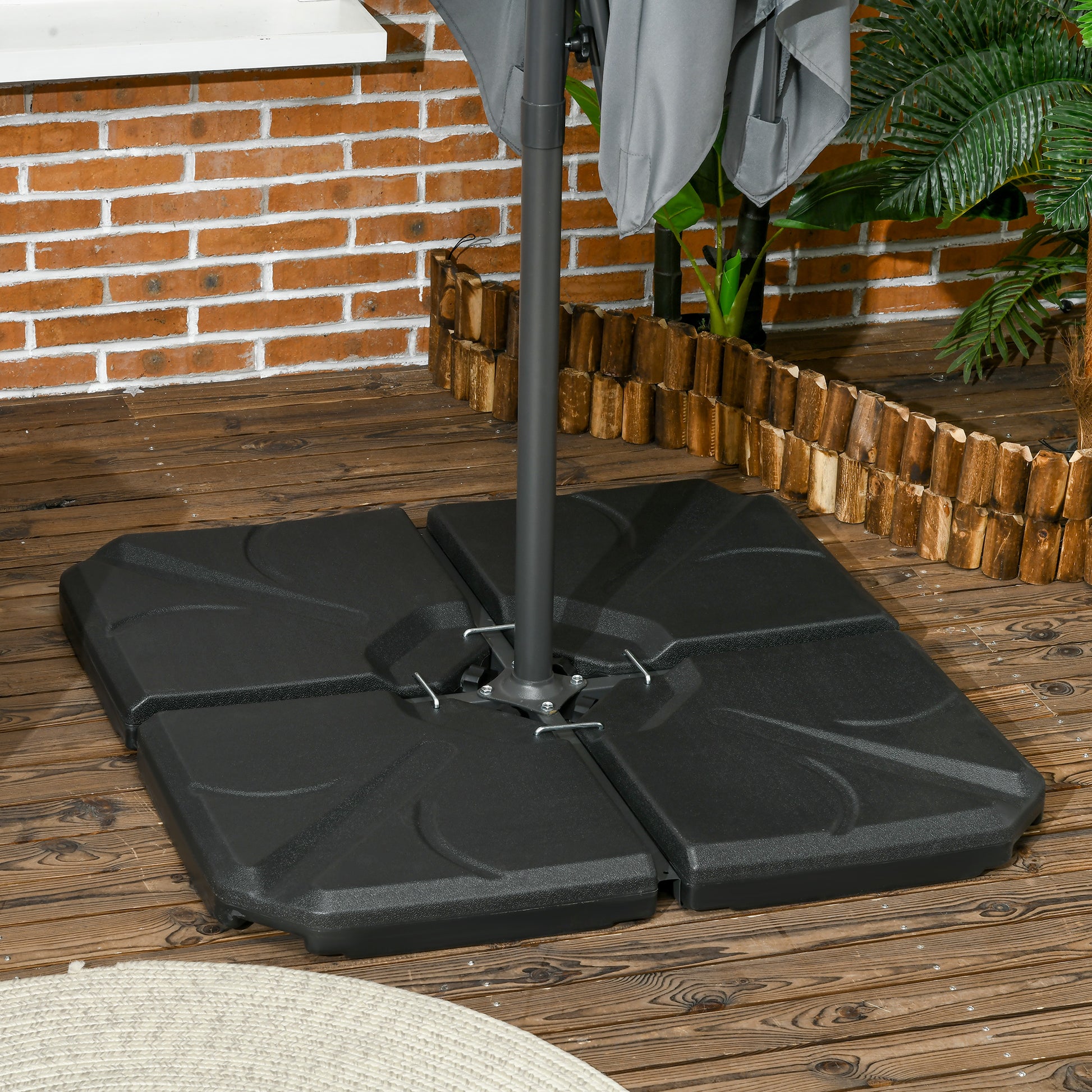 Outsunny Base Para Sombrilla De 4 Piezas Rellenable Con Arena 72 Kg O Agua 56 Kg_1