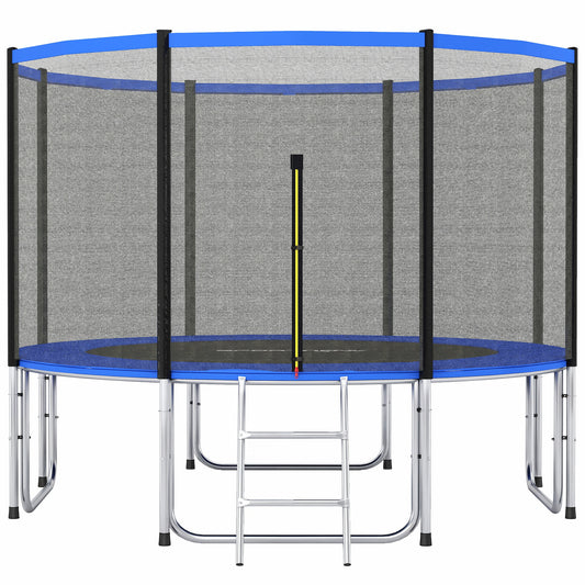 Sportnow Cama Elástica Niños Exterior Ø366 Cm Con Red De Seguridad Escalera Azul_0