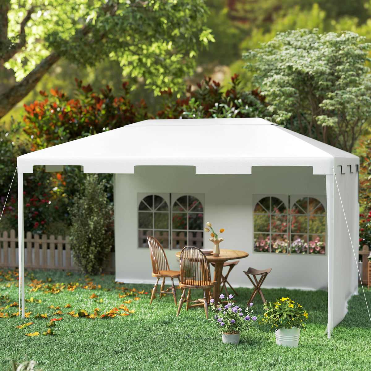 Outsunny Carpa De Jardín 4x3 M Con 2 Laterales 2 Ventanas Anti-uv Blanco_3