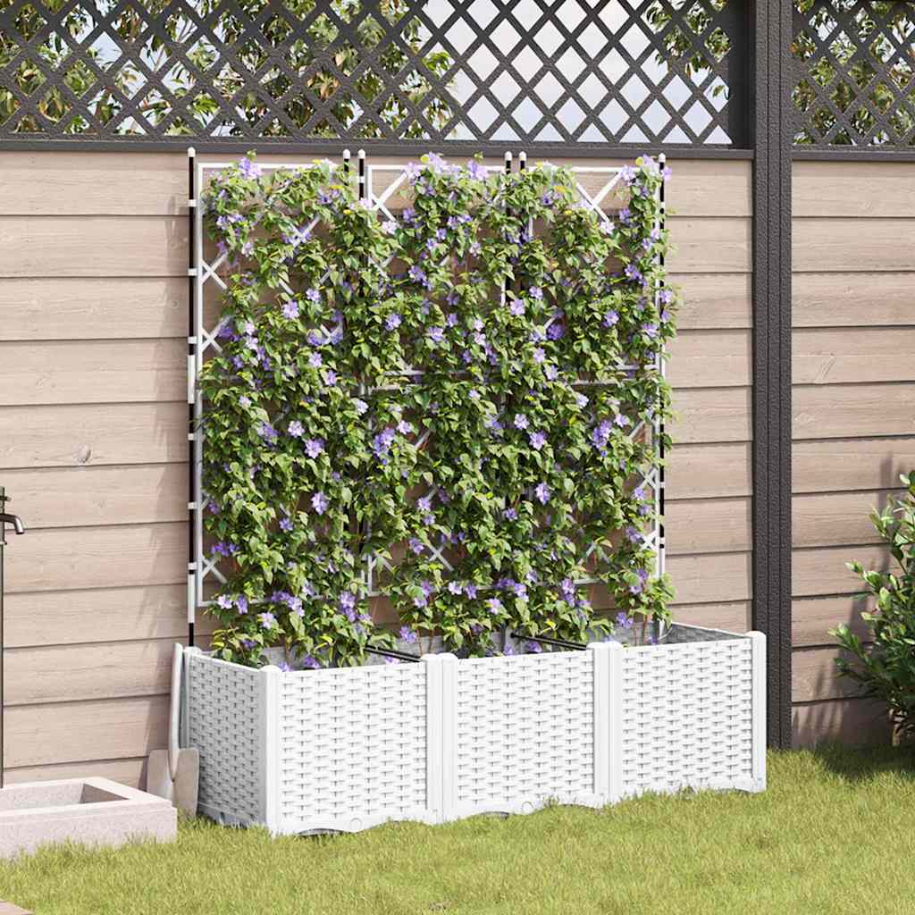 Macetero De Jardín 3 Uds. Blanco 120 X 40 X 143 Cm Pp_1